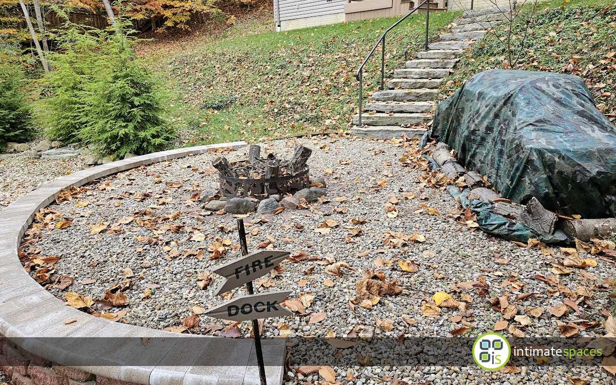 Outdoor Project: Stone walls, fire pit, dock, deck