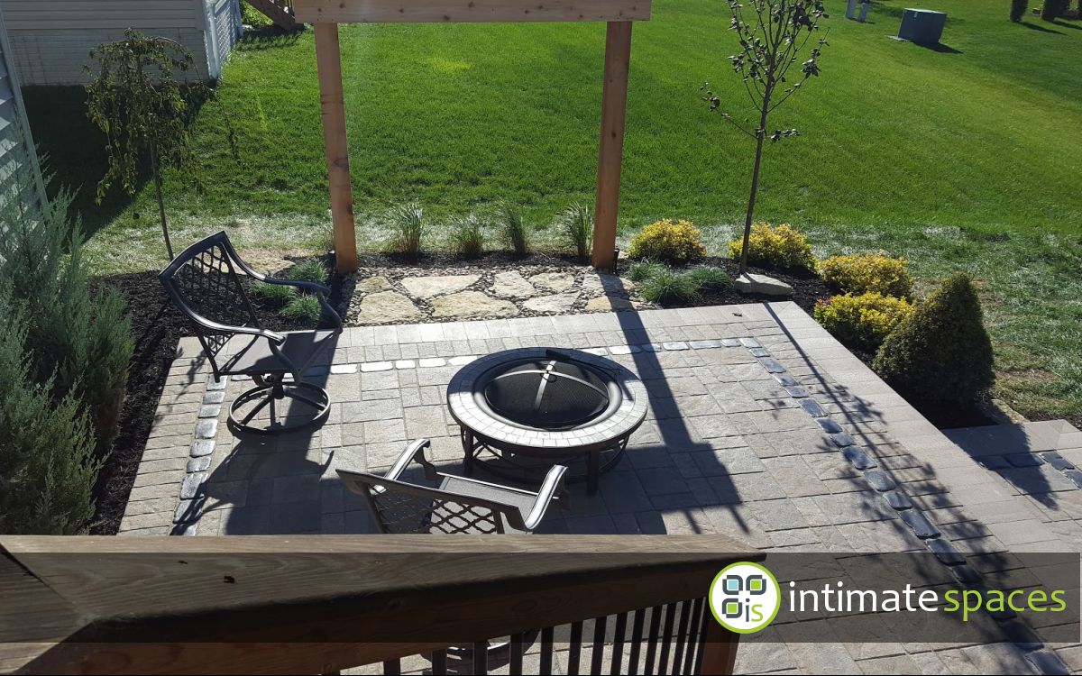 Outdoor Project: Patio, cedar deck, arbor. landscape