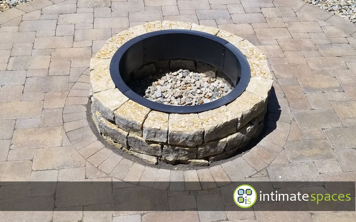 Outdoor Project: Patio, natural stone, fire pit, lake